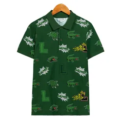 Áo Polo Nam Lacoste Holiday Regular Fit Crocodile Print Green PH1464 PZ1 Màu Xanh Lá Size 3