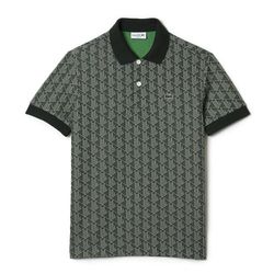 Áo Polo Nam Lacoste Men's Classic Fit Monogram Print Contrast Collar Polo Shirt DH0073 7M4 Màu Xanh Green Size 5