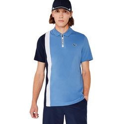 Áo Polo Nam Lacoste Sport Colorblock Stretch Piqué Zip Golf Regular Fit Polo Shirt DH6958 1QT Màu Xanh Blue Size 2