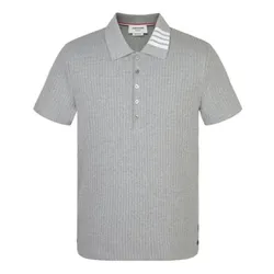 Áo Polo Nam Thom Browne Ribbed Short-Sleeve Polo Shirt Màu Xám Size 1