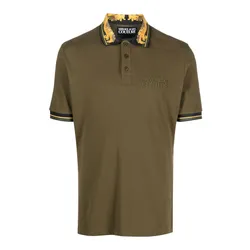Áo Polo Nam Versace Jeans Couture Baroque-Pattern Polo Shirt 75GAGT05 Màu Xanh Rêu Size XS