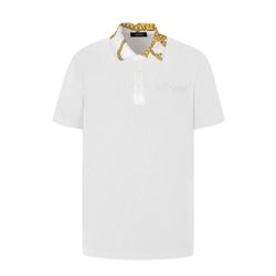Áo Polo Nam Versace White With Logo Baroque Collar Printed Polo Shirt A895058 Màu Trắng Size S