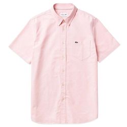 Áo Sơ Mi Nam Lacoste Cotton Oxford Short Sleeve Shirt CH4975-ADY Màu Hồng Size 40