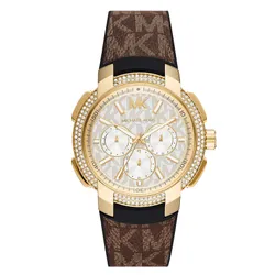 Đồng Hồ Nữ Michael Kors MK Oversized Pavé Chronograph Quartz Watch MK6948 Màu Nâu