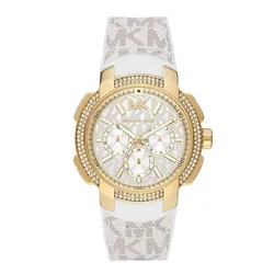 Đồng Hồ Nữ Michael Kors MK Oversized Pavé Chronograph Quartz Watch MK7221 Màu Trắng