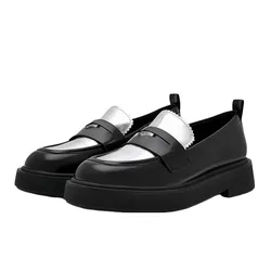 Giày Lười Nữ Pedro Wanda Leather Loafers Black2 66480103 Màu Đen/Bạc Size 38