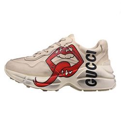 Giày Sneaker Nữ Gucci WMNS Rhyton Mouth Print 552093-A9L00-9522 Màu Trắng Đỏ Size 35.5
