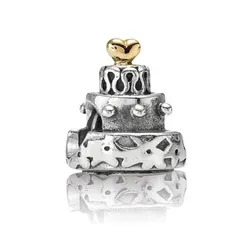 Hạt Vòng Charm Nữ Pandora Moments 790347 Sterling Silver 14k Gold Celebration Cake Màu Bạc