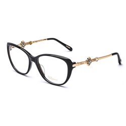 Kính Mắt Cận Nữ Chopard Ladies Black Round Eyeglass VCH225S Màu Đen/Vàng