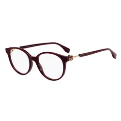 Kính Mắt Cận Nữ Fendi Plum Round Women's Acetate Eyeglasses FF 0348 0T7 Màu Đỏ Mận