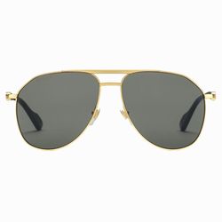 Kính Mát Nữ Gucci Aviator Frame Sunglasses GG1220S Màu Xám Vàng Size 59