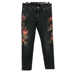 Quần Jean Nam Dolce & Gabbana D&G Men's Fashion Black Floral Skinny GYC4LD Màu Đen Họa Tiết Size 48