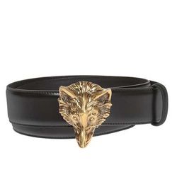 Thắt Lưng Nam Gucci GG Men's Leather Belt With Wolf 430250 Buckle In Black Màu Đen Size 85