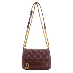 Túi Đeo Chéo Nữ Charles & Keith CNK Mini Swing Quilted Chain-Handle Bag 80271239 Màu Đỏ Burgundy