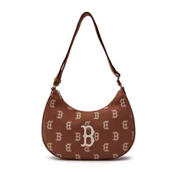 Túi Đeo Vai Nữ MLB Monogram Hobo Bag Boston Brown 3ABQL023N-43BRS Màu Nâu