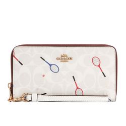 Ví Nữ Coach Long Zip Around Wallet In Signature Canvas C8385 Màu Trắng