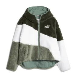 Áo Khoác Lông Nữ Puma Big Cat Hooded Sherpa Jacket 505680708 Màu Trắng Xanh Rêu Size M
