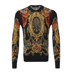 Áo Len Nam Dolce & Gabbana D&G Pullovers Họa Tiết Đặc Trưng Phối Màu Size 46