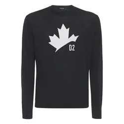 Áo Len Nam Dsquared2 Maple Leaf Jacquard Wool Knit Jumper Màu Đen Size M