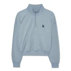 Áo Nỉ Sweater MLB Classic Monogram Jacquard Crop Half Zip U LA Dodgers 3FMTM2134-07BLP Màu Xanh Blue