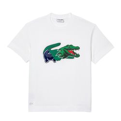 Áo Phông Nam Lacoste Men's Holiday Relaxed Fit Oversized Crocodile T-Shirt TH1410 001 Màu Trắng Size 3