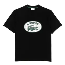 Áo Phông Nam Lacoste Men's Regular Fit Branded Monogram Print T-Shirt TH0064 031 Màu Đen Size 4
