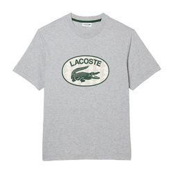 Áo Phông Nam Lacoste Men's Regular Fit Branded Monogram Print T-Shirt TH0064 CCA Màu Xám Size 3