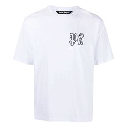 Áo Phông Nam Palm Angels White With Logo Printed Tshirt PMAA089E23JER001 0110 Màu Trắng