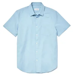 Áo Sơ Mi Cộc Tay Nam Lacoste Regular Fit Pique Cotton Poplin Short Sleeve Shirt Blue CH2741 00 HBP Màu Xanh Da Trời Size 39