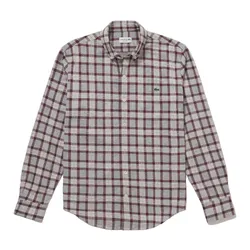 Áo Sơ Mi Dài Tay Nam Lacoste Men's Cotton Knitted Shirt CH9870 BZD Màu Kẻ Caro Đỏ Size 39