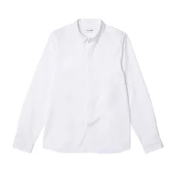 Áo Sơ Mi Dài Tay Nam Lacoste Men's Slim Fit Concealed Placket Stretch Cotton Poplin Shirt CH2567 001 Màu Trắng Size 38