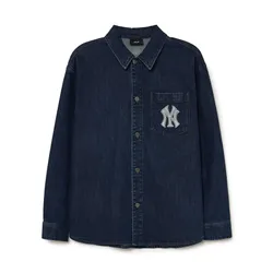 Áo Sơ Mi MLB Denim Cube Monogram Big Lux New York Yankees 3ADRM0434-50NYD Màu Xanh Navy