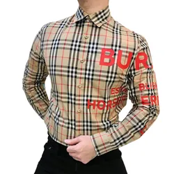 Áo Sơ Mi Nam Burberry Beige Novacheck Long Sleeve Button Front Cotton Shirt 8021789 Màu Be Size S
