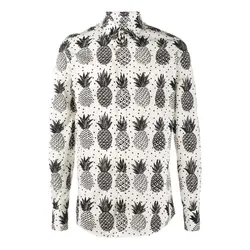 Áo Sơ Mi Nam Dolce & Gabbana D&G Pineapple Cotton Shirt Gold G5DY4T Màu Đen Trắng Size 37