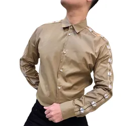 Áo Sơ Mi Nam Dsquared2 Branded Shirt S71DM0512 Màu Nâu Be Size 44