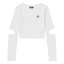 Áo Thun Nữ Nerdy Cutout Long Tshirt Màu Trắng