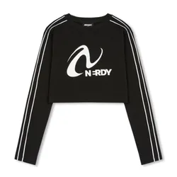 Áo Thun Nữ Nerdy Tshirt Crop Top Màu Đen