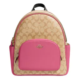 Balo Nữ Coach Court Backpack In Signature Canvas 5671 Màu Hồng/Khaki  