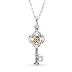 Dây Chuyền Nữ Pandora Two-Tone Key & Flower Necklace 399339C01 Màu Bạc Vàng