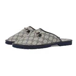 Dép Nam Gucci GG Slipper Horsebit 694249 96G60 4073 Màu Xanh Xám Size 5