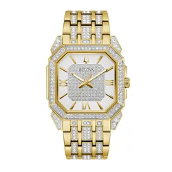 Đồng Hồ Nam Bulova Octava Crystal Bracelet Strap Watch 98A295 Màu Bạc/Gold