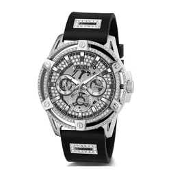 Đồng Hồ Nam Guess Mens Black Silver Tone Multi-Function Watch GW0537G1 Màu Đen 