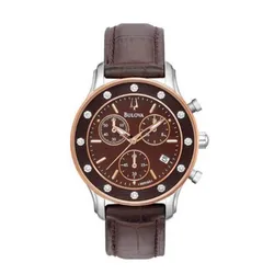 Đồng Hồ Nữ Bulova Diamonds Stainless Steel Chronograph Watch 98R160 Màu Nâu 