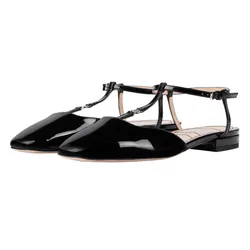 Giày Bệt Nữ Gucci Black Leather Double G Ballet Flat 754136BNC001000 Màu Đen