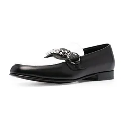 Giày Lười Nam Burberry Mocassins À Détail De Chaine 8008267 Màu Đen Trắng Size 40