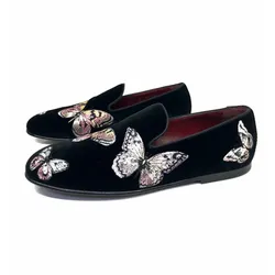 Giày Lười Nam Dolce & Gabbana D&G Loafer with Butterfly Embroidery Màu Đen Size 40