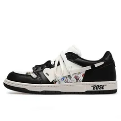 Giày Sneaker Unisex Cat & Sofa Custom Casual Skateboarding "Rose" Black Màu Đen Trắng Size 41