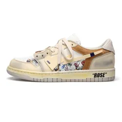 Giày Sneaker Unisex Cat & Sofa "Rose" White AC227 Màu Be Trắng