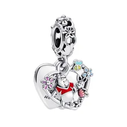 Hạt Vòng Charm Nữ Pandora Disney Winnie the Pooh & Piglet Double Dangle 792214C01 Màu Bạc