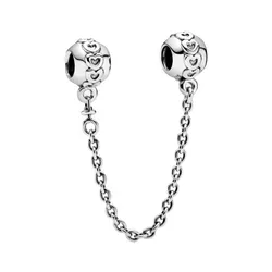 Hạt Vòng Charm Pandora Band Of Hearts Safety Chain 791088 Màu Bạc